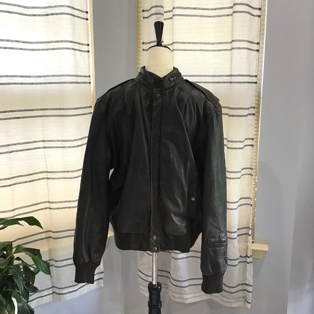 U2 Wear Me Out Mens Size 42 Vintage Brown Bomber Jacket 100% Genuine Leather 90s - Picture 1 of 16